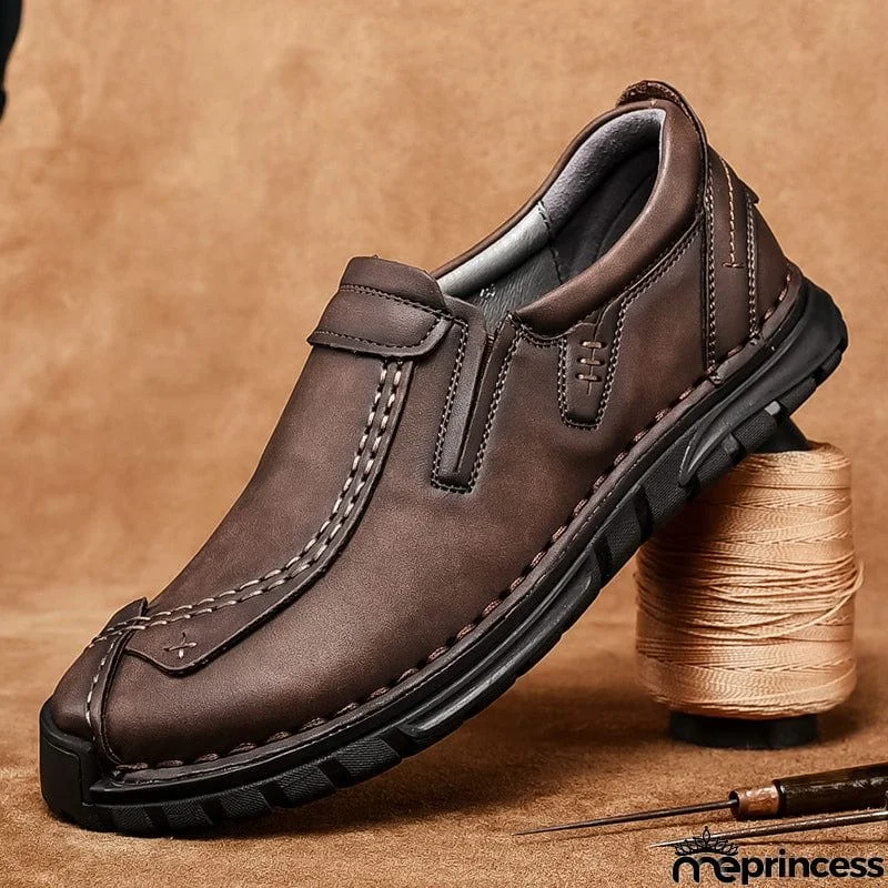 Vintage Style Contrast Stitching Flat Sole Soft Footbed Low-Top Loafers