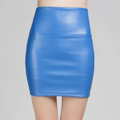 Mini Skirts Women Pencil Skirt Pu Leather High Waist Party Female Sexy Short Woman Bodycon Saias Feminina 20 Candy Colors Skirt