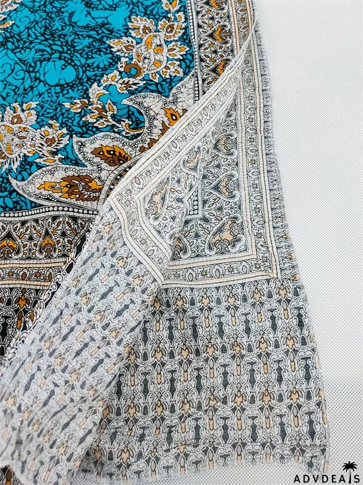 Blue Short Sleeve V-Neck Floral Moo Moo Dress