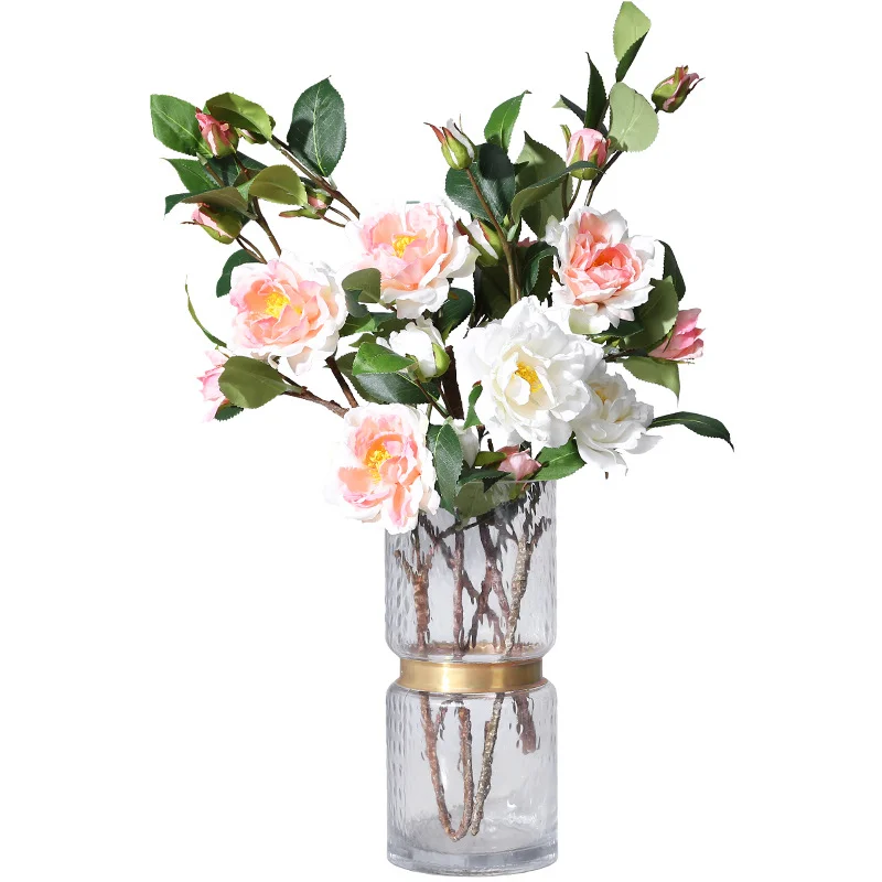 Real Touch Camellia Roses in Cream White - 35"