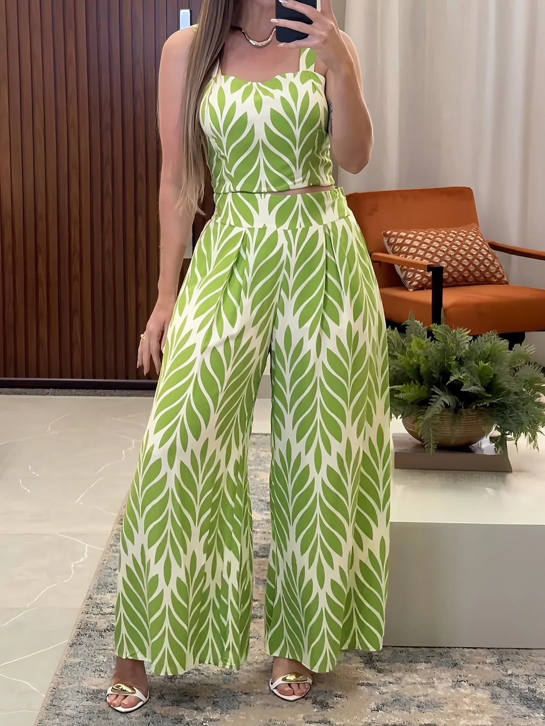 Women's Casual Vacation Print Camisole And Pants Two-Piece Set, Size 10681 | IFYHOME