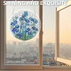 (18.5cm)DIY Acrylic Jigsaw Puzzle Window Hanging with Hanging Chain DIY Stained Glass Decoration Round Window Puzzle Decor for DIY Craft Project (Stained Glass Flower)