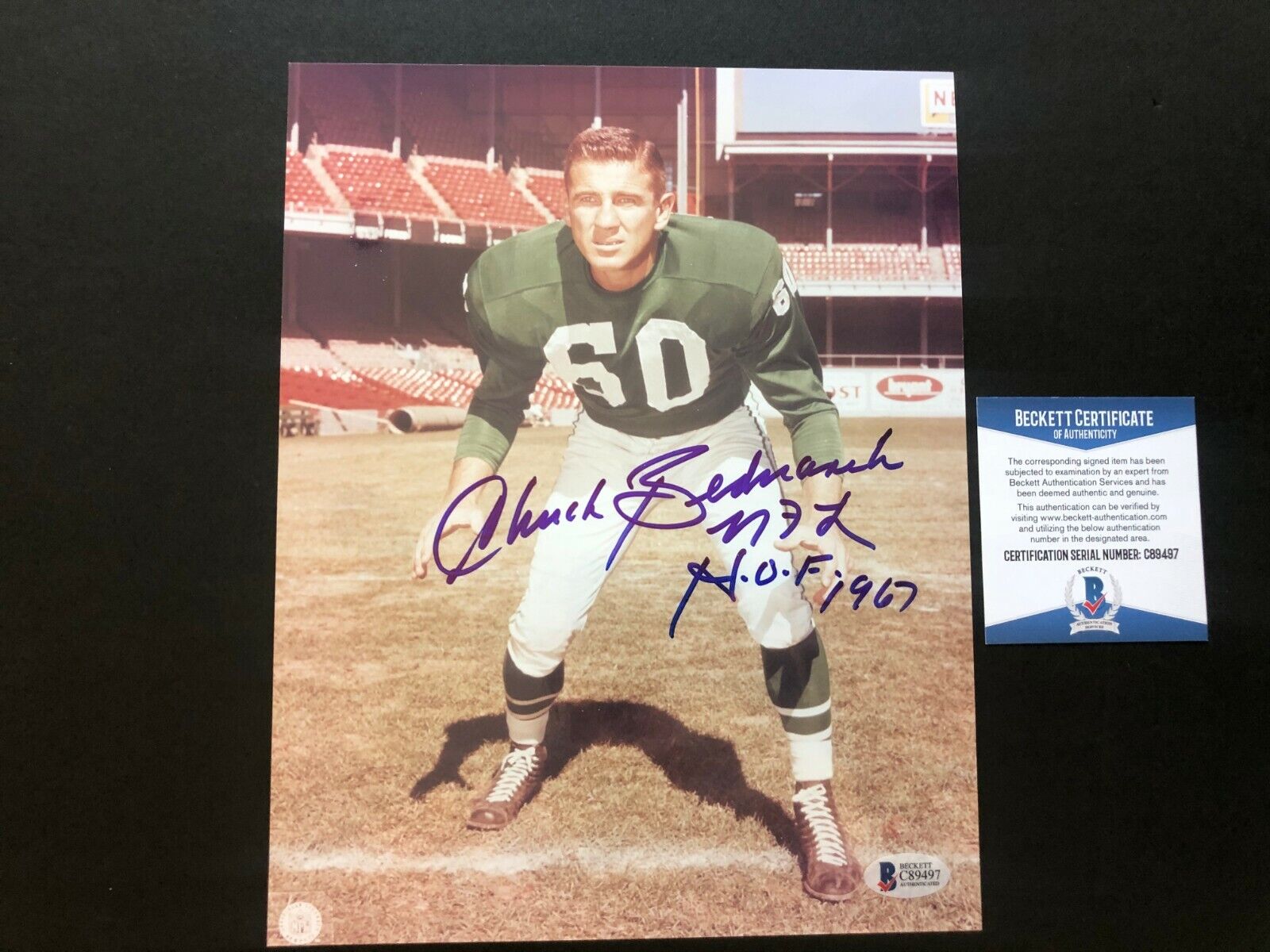 Chuck Bednarik Hot! signed autographed Eagles HOF 8x10 Photo Poster painting Beckett BAS coa