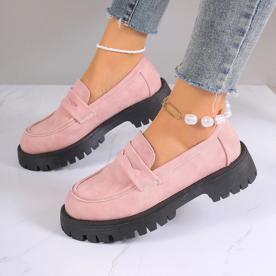 Yyvonne Spring And Autumn New Lof Shoes Pine Cake Thick Sole Foot Casual Single Shoes British Wind Coarse Fashion Women's Shoes