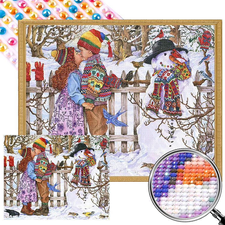 Kiss In The Snow 50*40CM (Canvas) AB Round Drill Diamond Painting gbfke
