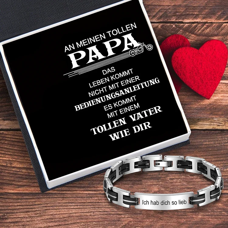 Kettenmachen Herren Edelstahl Personalisiertes Text mit Gravur Armband-An meinen Tollen Papa-Geschenk mit Nachrichtenkarte