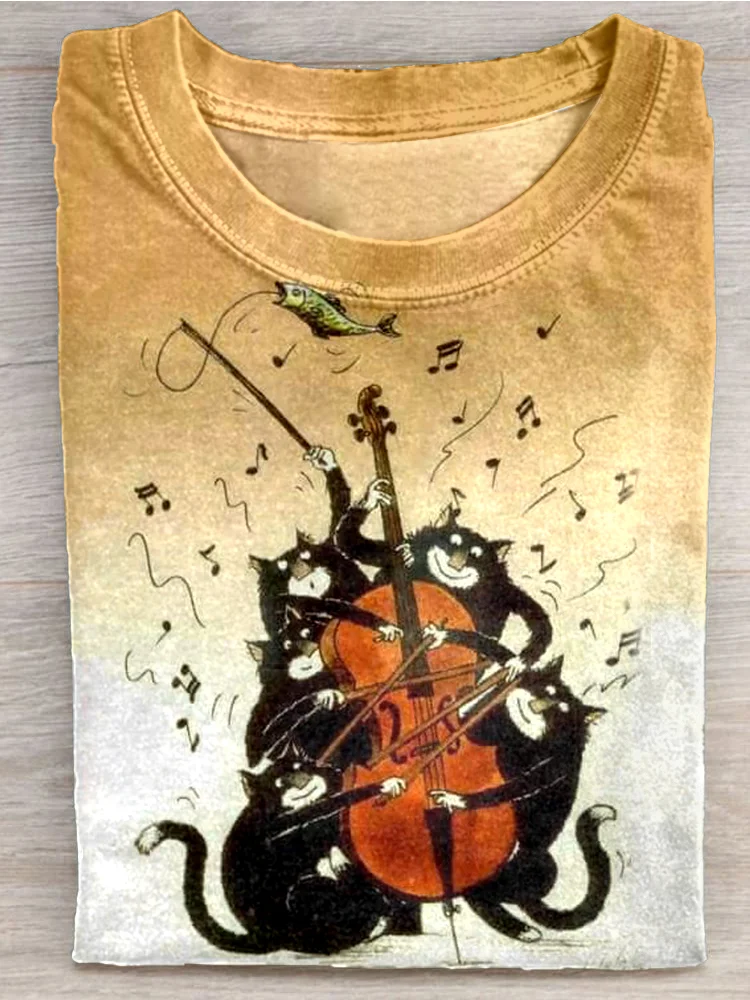 Teecade Teecade Cat Music T-shirt