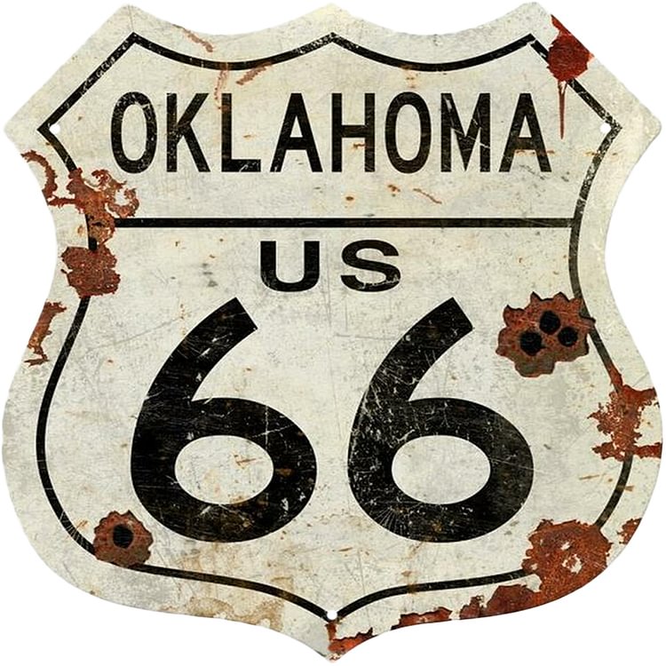 30*30cm - Oklahoma Us 66 - Shield Tin Signs/Wooden Signs