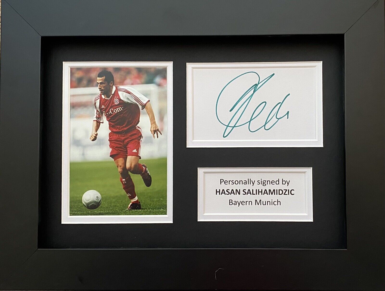 Hasan Salihamidzic Hand Signed White Card In A4 Bayern Munich Frame Display