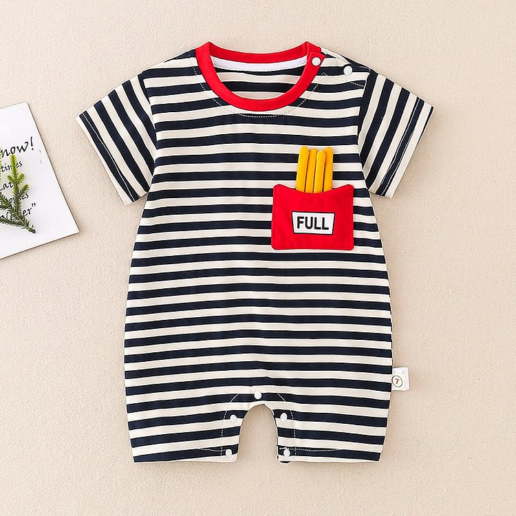 FULL Baby Striped Fries Romper