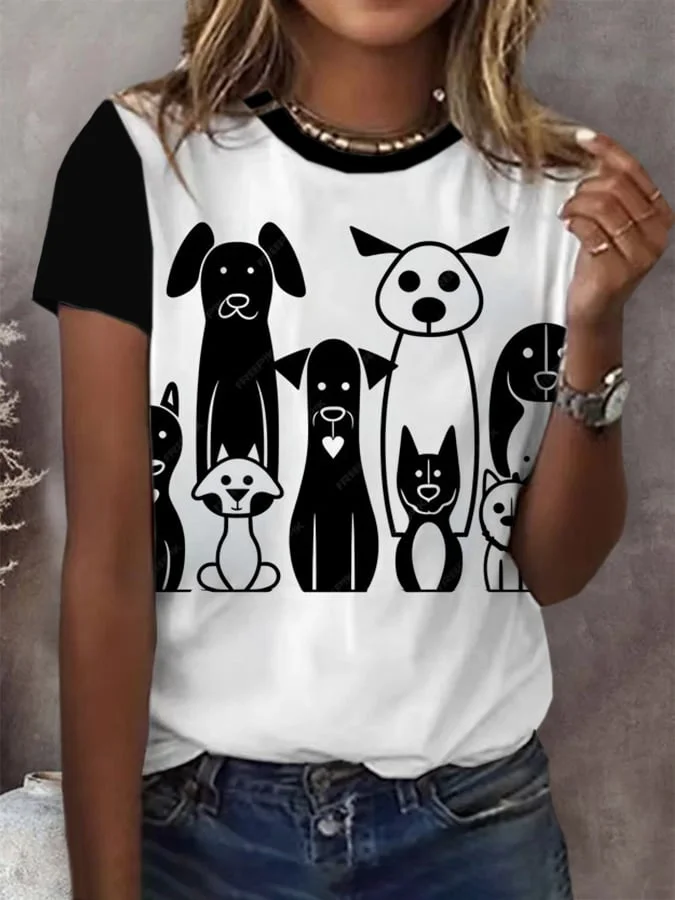 Women's Animal Print Casual Round Neck T-Shirt