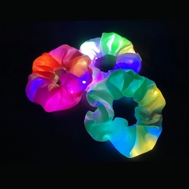 Halloween Novelty Women’S Solid Color Artificial Crystal Luminous Hair Tie