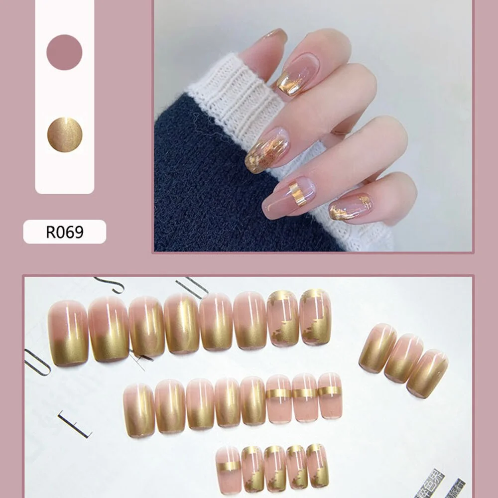 24pcs French Square Head Ballerina False Nails With Designs Wearable Artificial Fake Nails Full Cover Press On Nail Tips