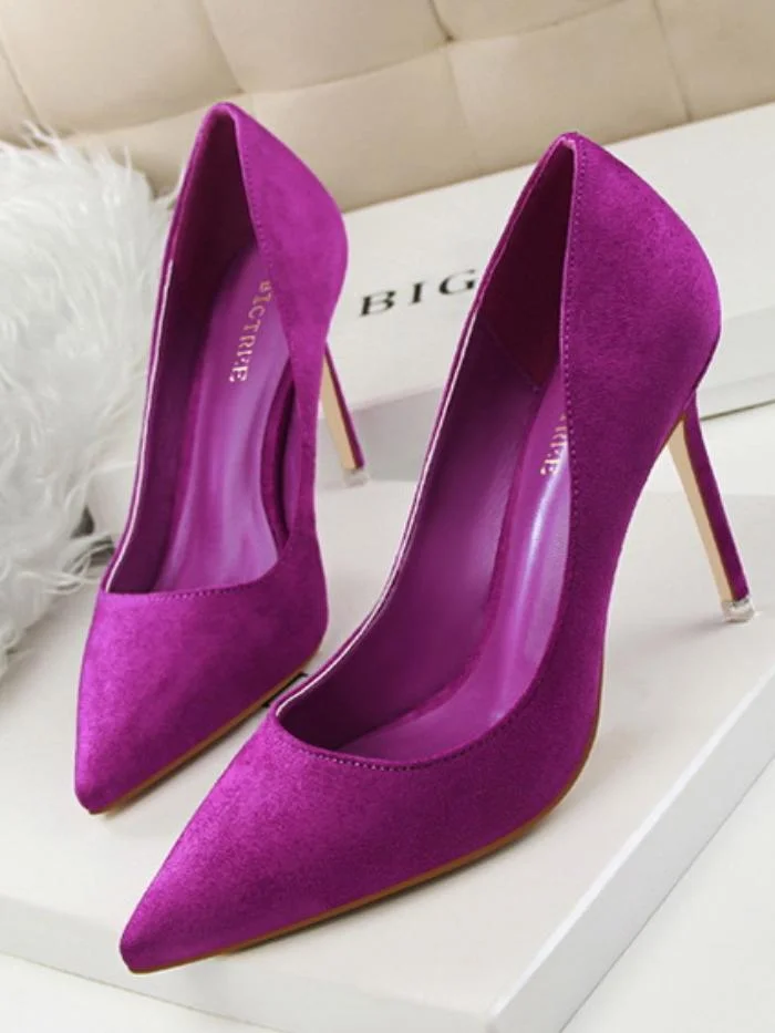 Fashion stiletto high heel shallow pointy suede sexy shoes