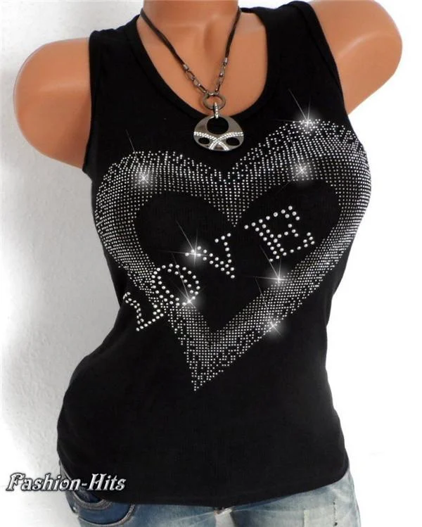 Women's Basic Solid Colored Love Cotton Tank Top