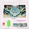(25cm)Gold Galaxy Blue Wolf DIY Diamond Painting PU Tissue Holder Box