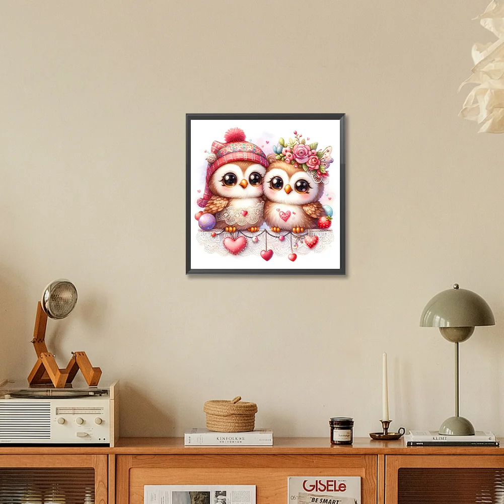 Diamond Painting - Full Round Drill - Cute Owl(Canvas|30*30cm)