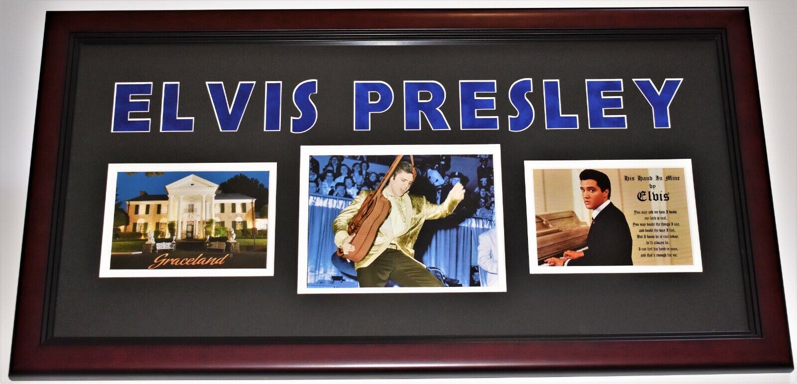 Elvis Presley Custom FRAMED Photo Poster painting + Postcards from Graceland - 28x15 inches