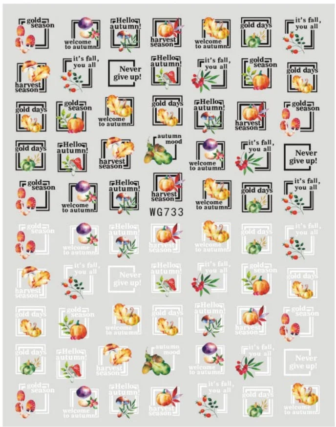 1PC Fall Leaf Flowers Line 3D Nail Sticker Mape Leaves Waves Pattern Decals Slider DIY Nail Art Decoration Wraps For Manicures-Nail Inspo