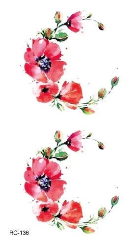 52 Kinds Watercolor Flora Lavender Waterproof Fake Tattoos Temporary Women Arm Chest Ankle Stickers Floral Body Art Tatto Flower