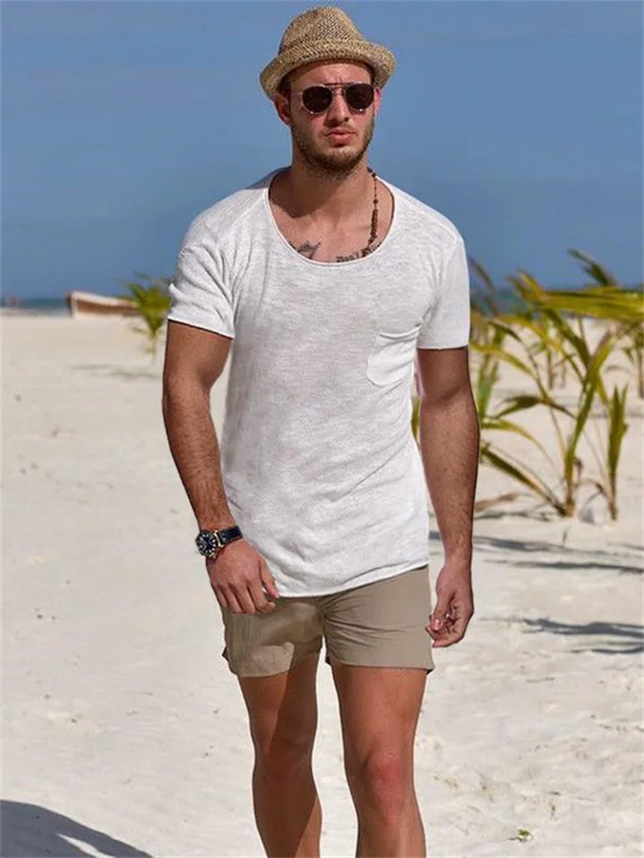 Men's T shirt Tee Plain Crew Neck Casual Holiday Short Sleeve Clothing Apparel Cotton Sports Fashion Lightweight Muscle-Mixcun