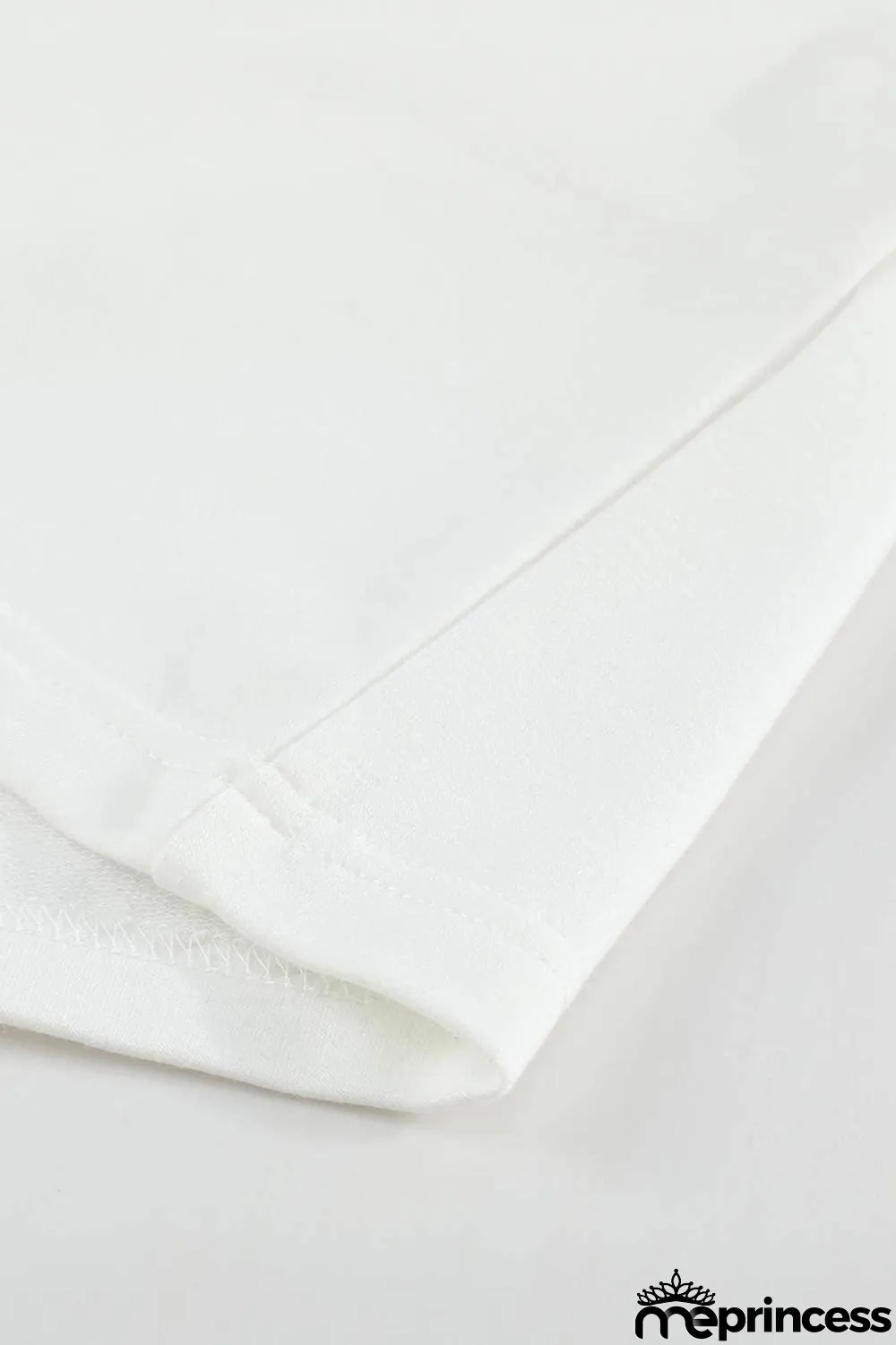 White Turn-down V Neck Long Sleeve Top