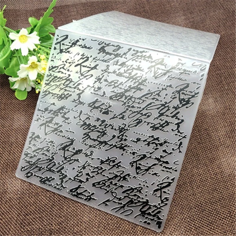 Handwritten text Flower print DIY Plastic Embossing Folders for DIY Scrapbooking Paper Craft/Card Making Decoration Supplies