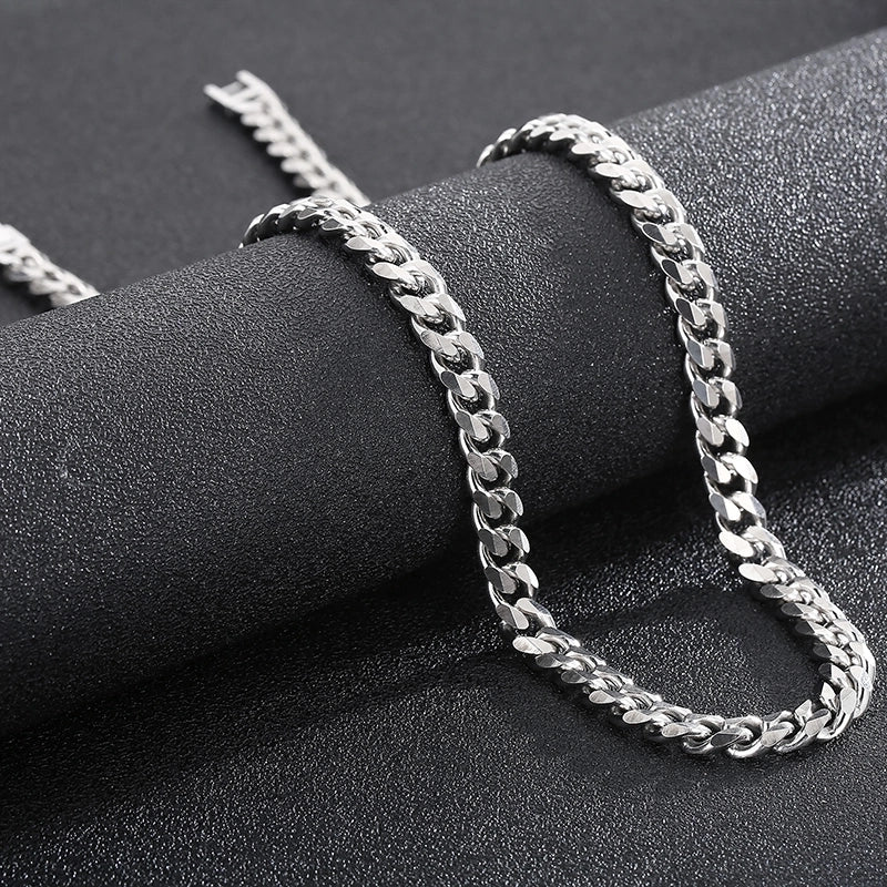 Hip-hop Rock Solid Color Stainless Steel Men’s Necklace