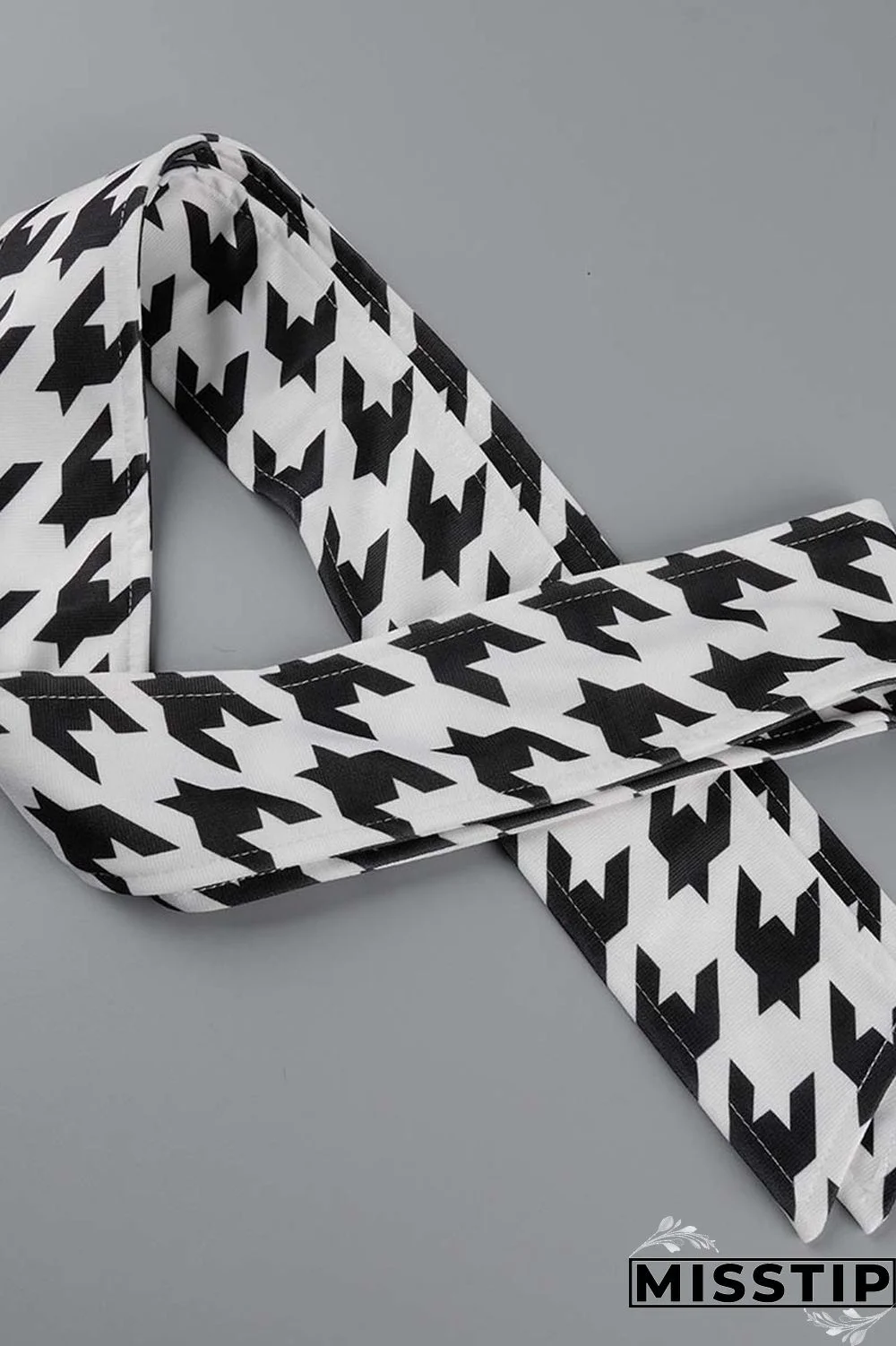 Black And White Casual Print Patchwork Turn-back Collar Long Sleeve Plus Size Dresses