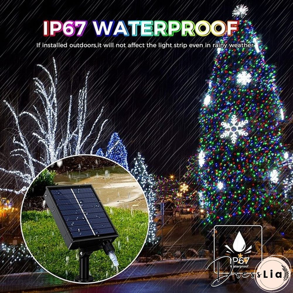8 Modes 300LEDs Copper Wire String Lights Solar Power Fairy Light IP65 Waterproof Indoor Outdoor Christmas Decoration Lighting for Home, Garden, Party, Path, Bedroom, Wedding, DIY Decoration