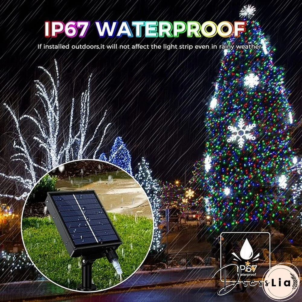 8 Modes 300LEDs Copper Wire String Lights Solar Power Fairy Light IP65 Waterproof Indoor Outdoor Christmas Decoration Lighting for Home, Garden, Party, Path, Bedroom, Wedding, DIY Decoration
