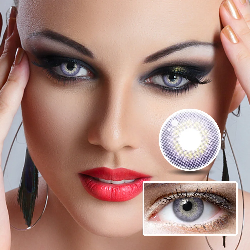 NEBULALENS Hepburn Purple Yearly Prescription Colored Contact Lenses NEBULALENS