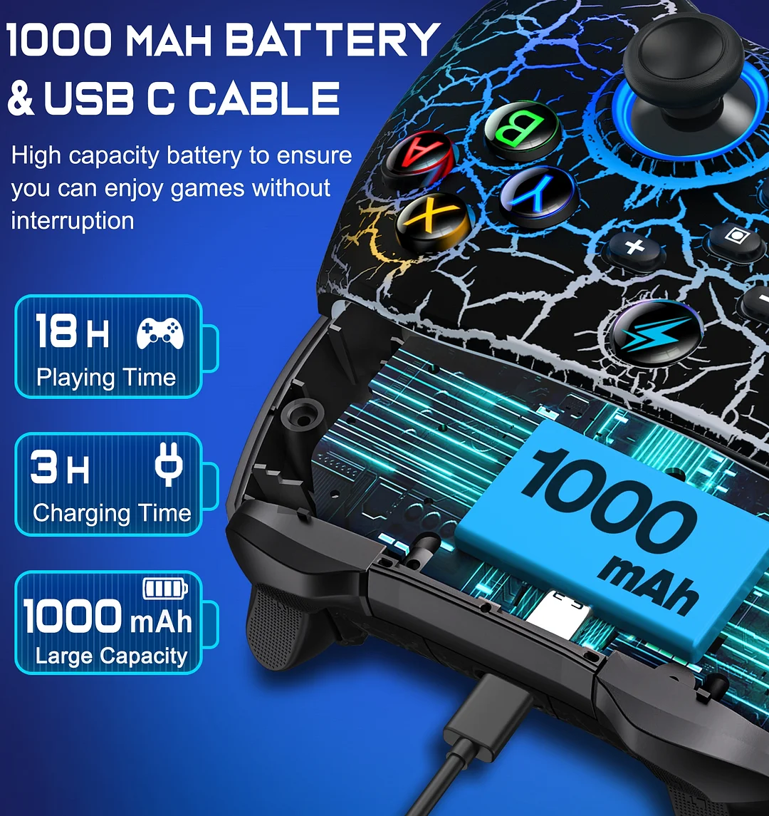 DinoFire The pro controller Wireless Switch Controller for Nintendo Switch/Lite/OLED,Cute Dog(Black)