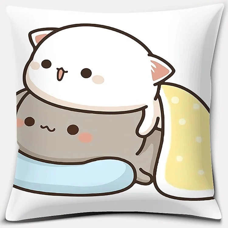 Cartoon peach cat pattern series decorative pillowcase, square pillowcase, home office decoration funda de almohada