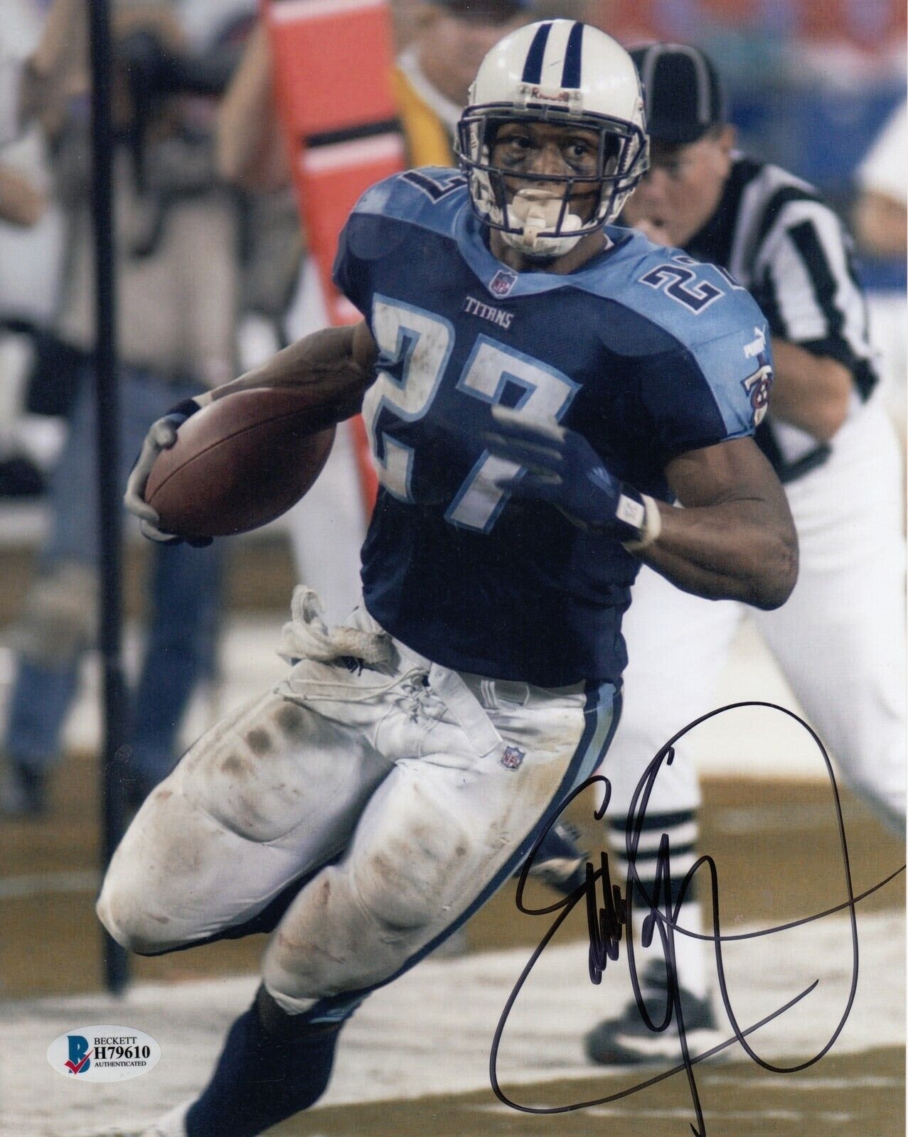 Eddie George #1 Signed 8x10 Photo Poster painting Beckett Certified Tennessee Titans