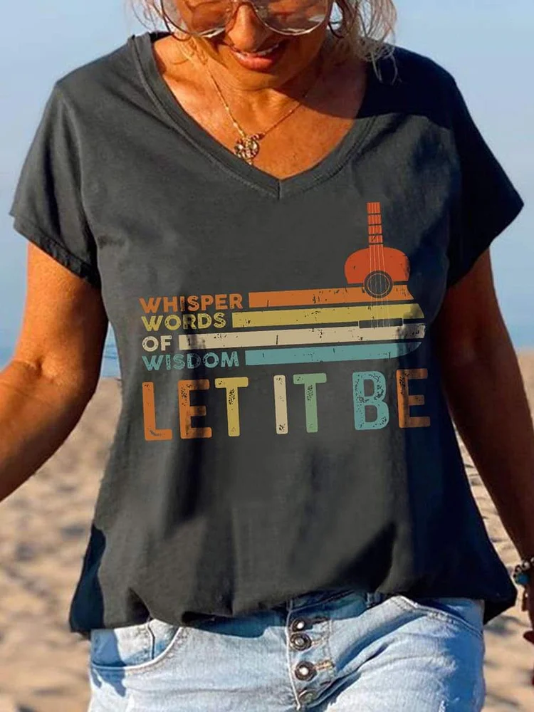 Whisper Words Of Wisdom Let It Be Guitar Print T-shirt