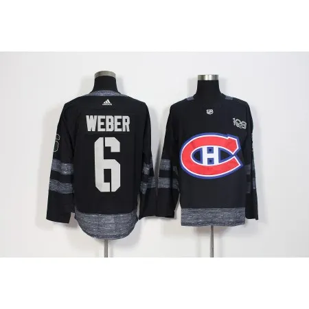 Men's  Montreal Canadiens #6 Shea Weber Black 1917-2017 100th Anniversary Stitched NHL Jersey D9L6
