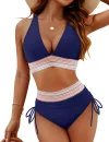 2025 High Waisted Tummy Control Color Block Bikini Sets