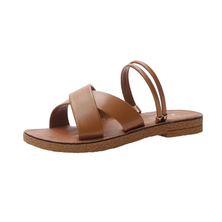 Yyvonne Drag Women Wear Cold Drag Summer New Korean Version Of Thick-Soled Cross Two Wearing Sandals Students Leisure Beach Shoes Women Year-Round