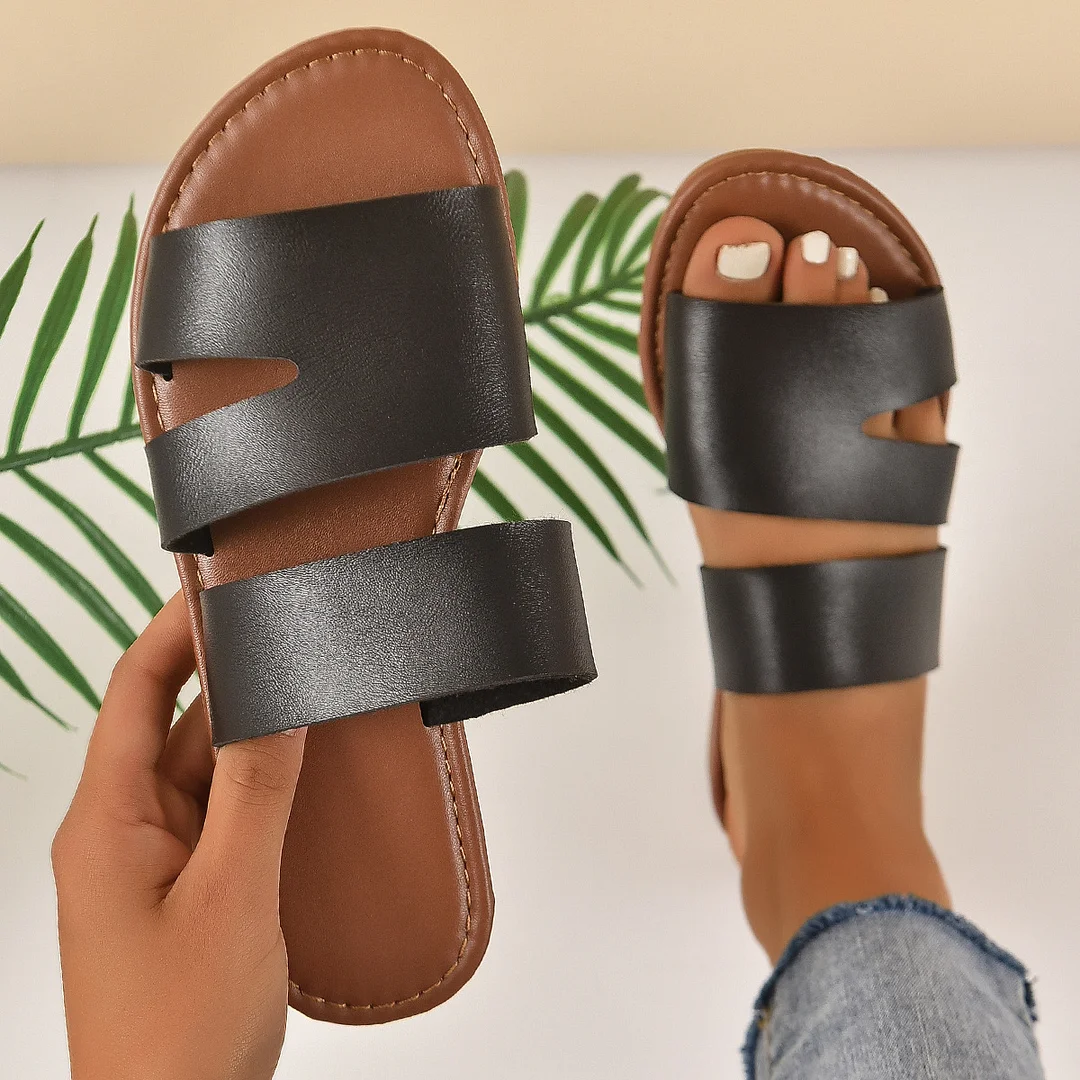 Tanguoant Tanguoant Women's Flat Slippers Female Home Slippers Round Head Breathable Cool Drag Female Womens Slippers
