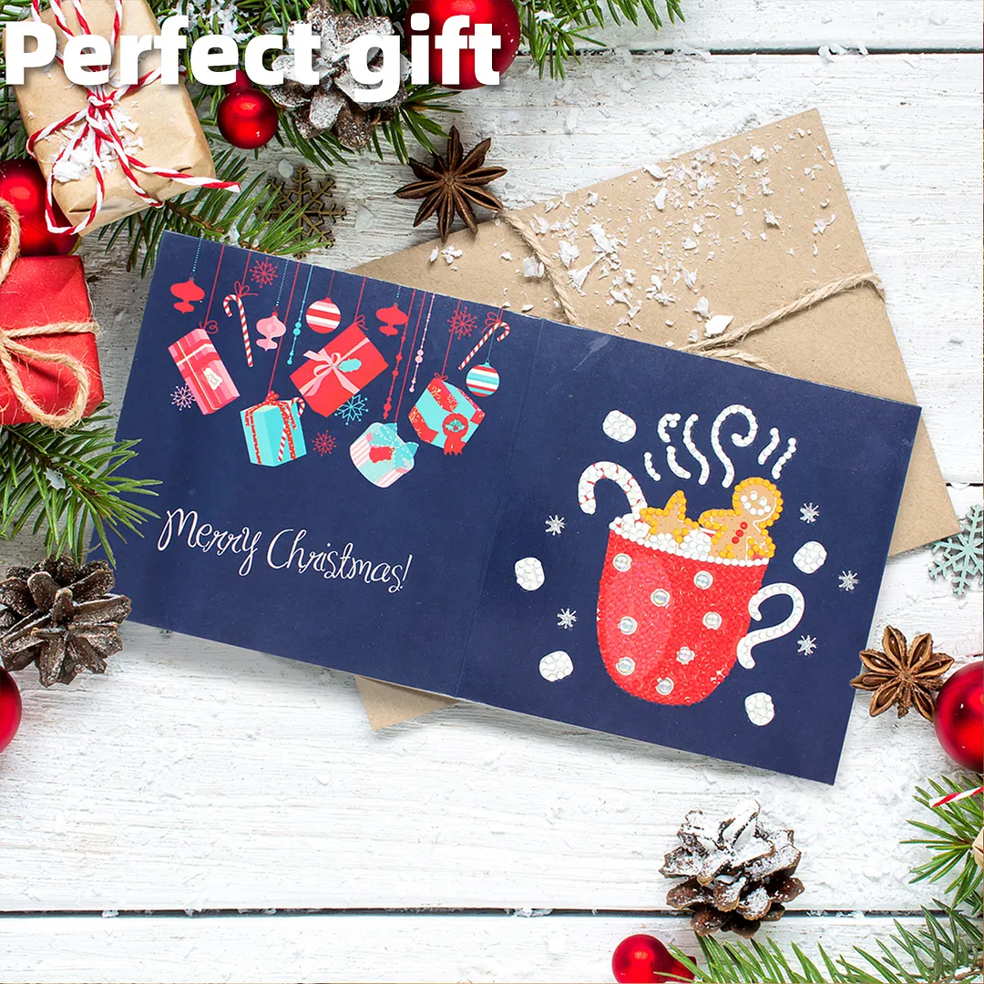 8PCS Christmas Letters DIY Diamond Painting Greeting Card Kits with Envelopes Diamond Art Greeting Cards Diamond Art Cards Kits for Adults DIY Crafts Family Friend Gifts