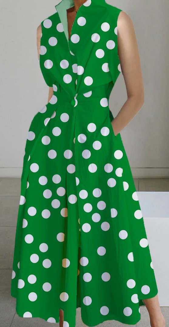 Casual Printed Sleeveless Midi Dress