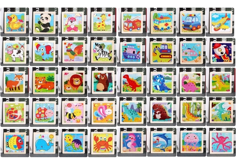 Wooden Children’s Small 9-piece Cartoon Animal Puzzle Educational Toys
