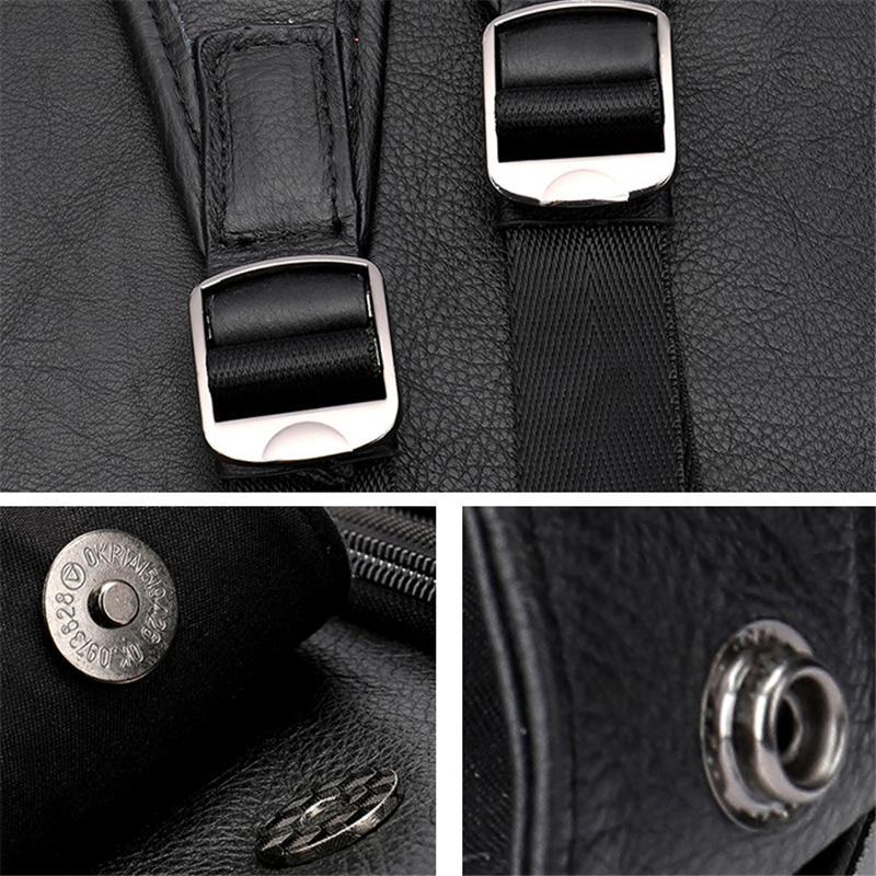 Men's Casual Large Capacity Leather Outdoor Climbing Bag Backpack Shoulder Bag