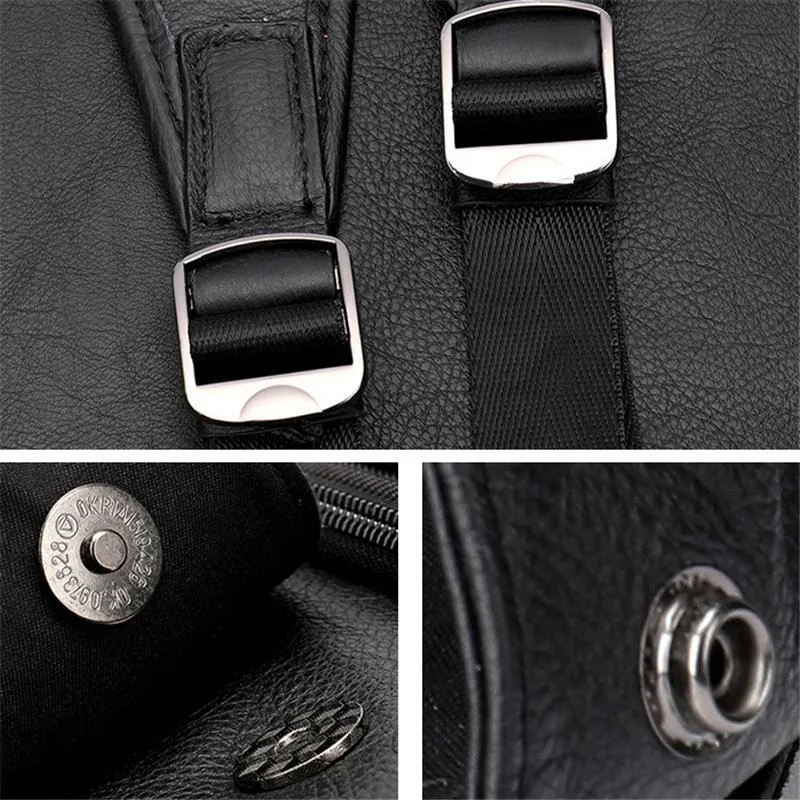 Men's Casual Large Capacity Leather Outdoor Climbing Bag Backpack Shoulder Bag