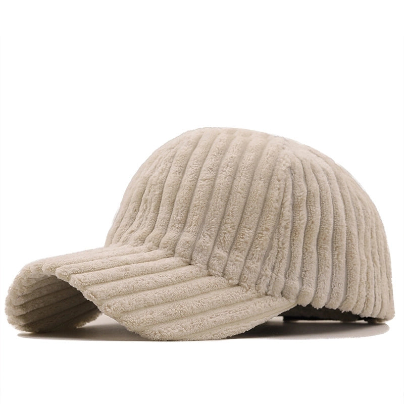 Fashion Casual Solid Color Stripe Corduroy Cap