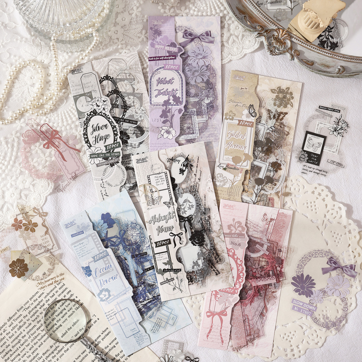 PET 스티커 - 유약 편지지 시리즈 빈티지 나비 꽃