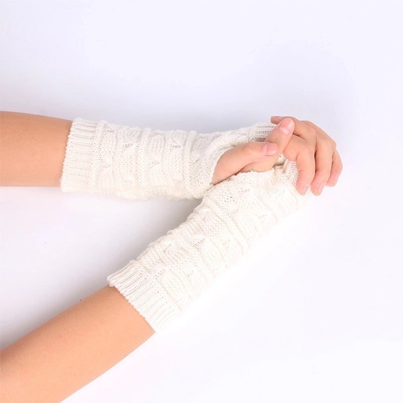 Wool Gloves Winter Cold-proof Knitted Warm Half-finger Computer Gloves Autumn And Winter Women’s Thickened Winter Sleeves