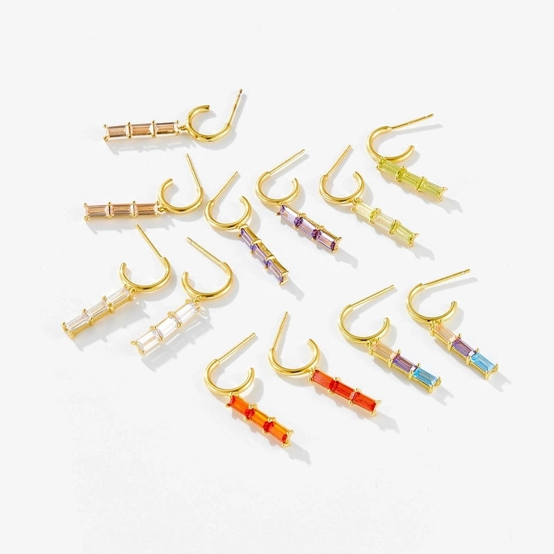 1 Pair 18K Gold Plated White Gold Plated 925 Sterling Silver Geometric Drop Earrings