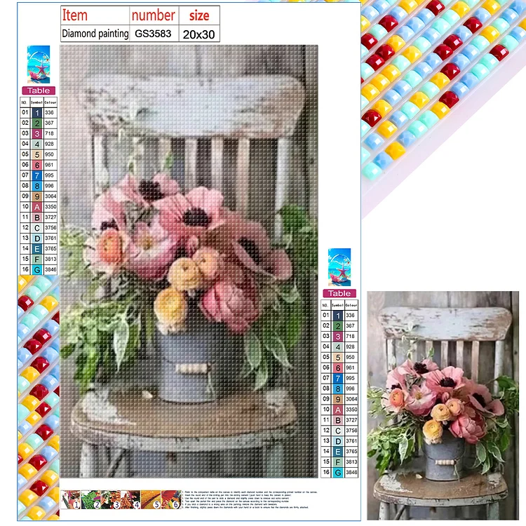 Chair Bouquet 20*30CM (Canvas) Full Square Drill Diamond Painting gbfke